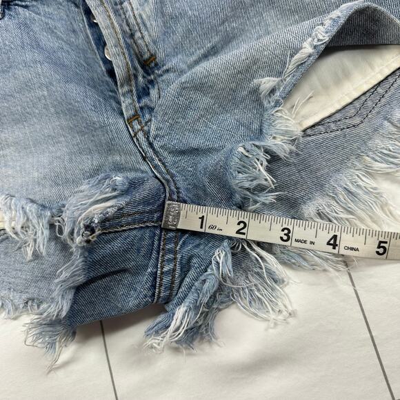 We the Free Denim Shorts Womens 26 Blue Distressed Cut Off Boho Button Fly Jean - Picture 7 of 9